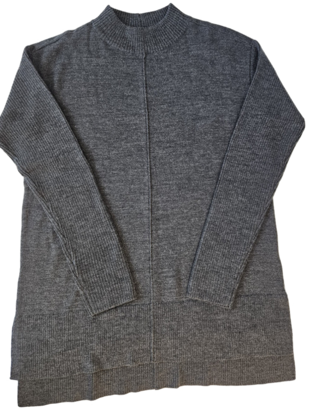 Talbots Petite Merino Wool Rib Trim Mock Neck Pullover Sweater Gray Size XSP